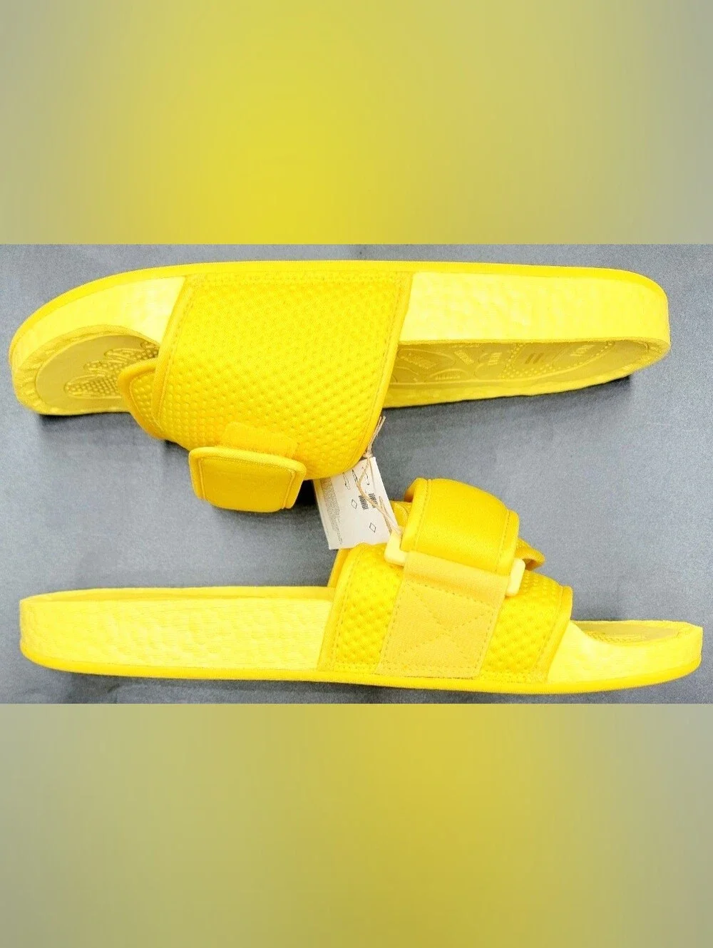 Adidas Boost x Pharrel HU Chancletas Slides Sz 10 Men Lot Of 2 NIB Pink/Yellow